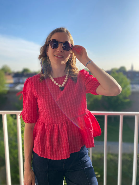 Top Yvette vichy fuchsia