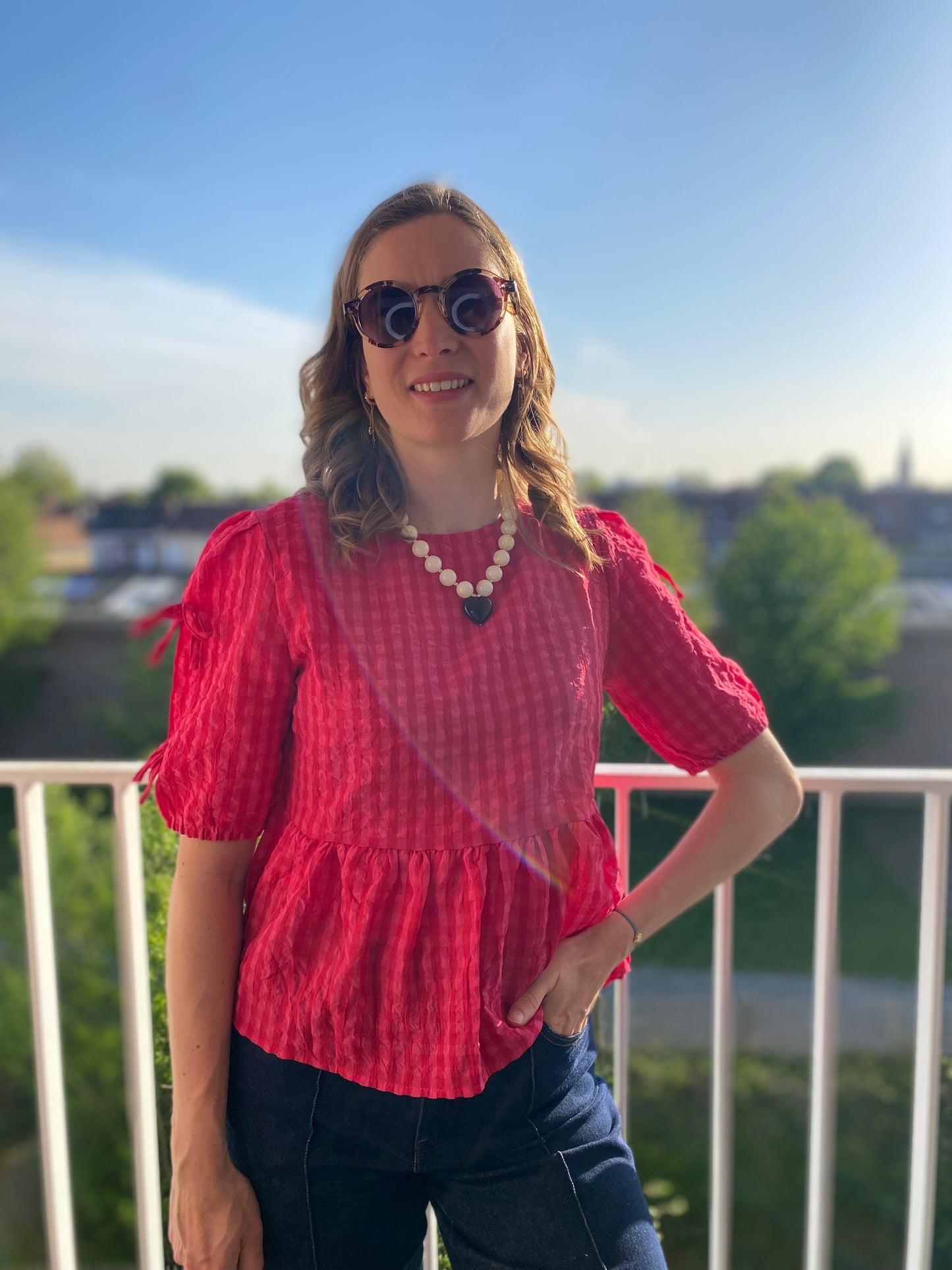 Top Yvette vichy fuchsia - Margothe