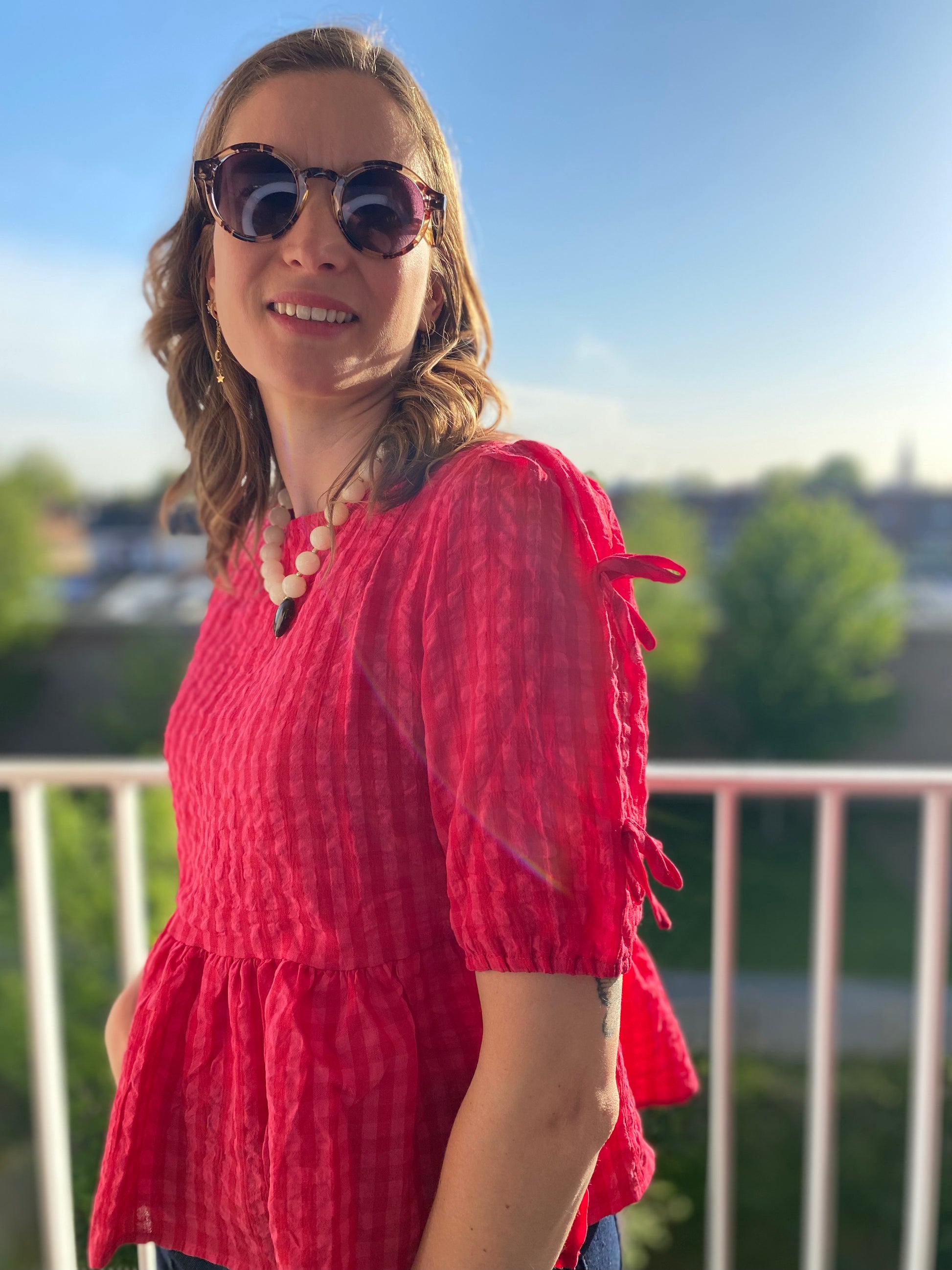 Top Yvette vichy fuchsia - Margothe