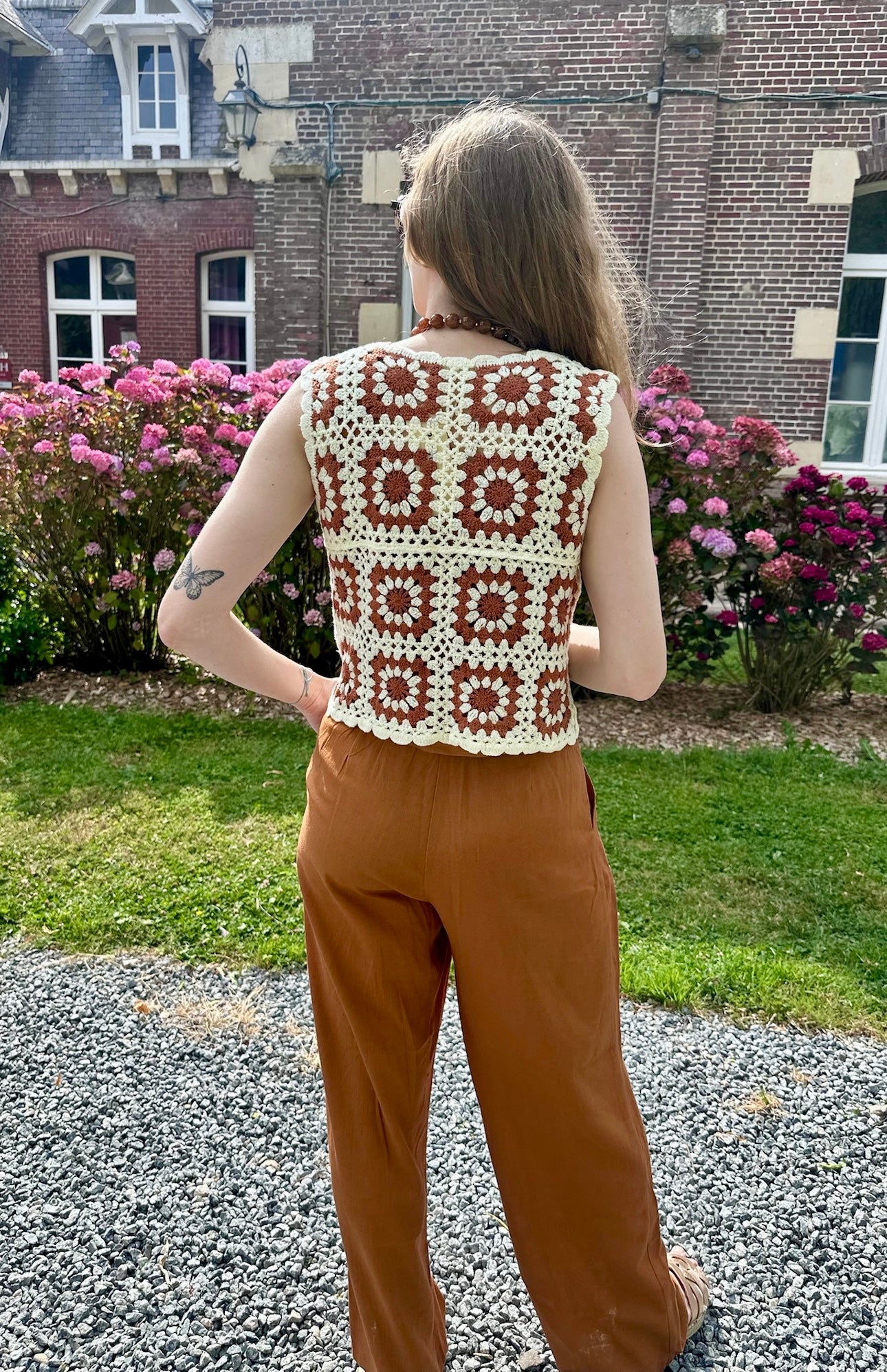 Top crochet Renato marron