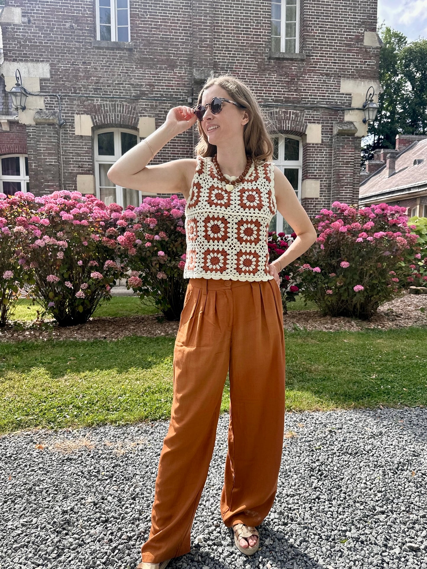 Top crochet Renato marron