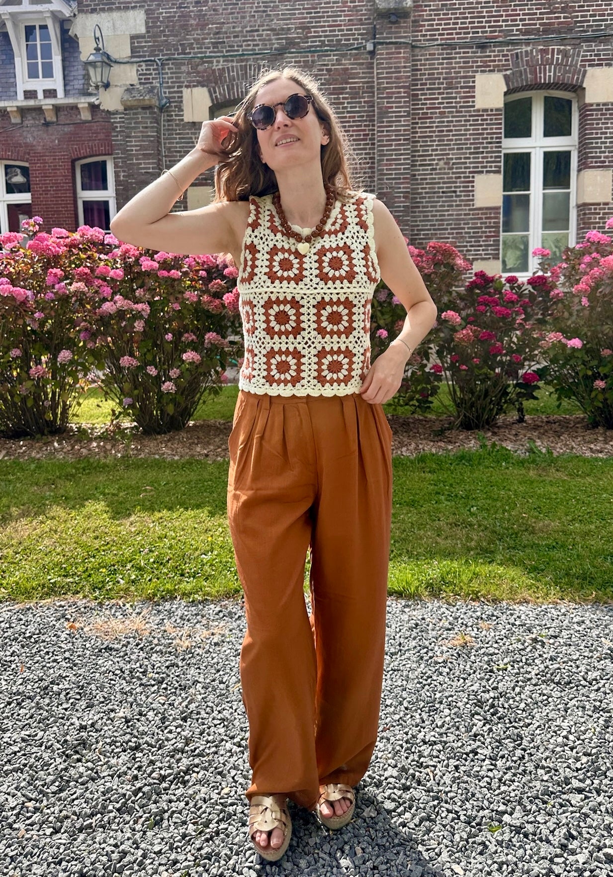 Top crochet Renato marron