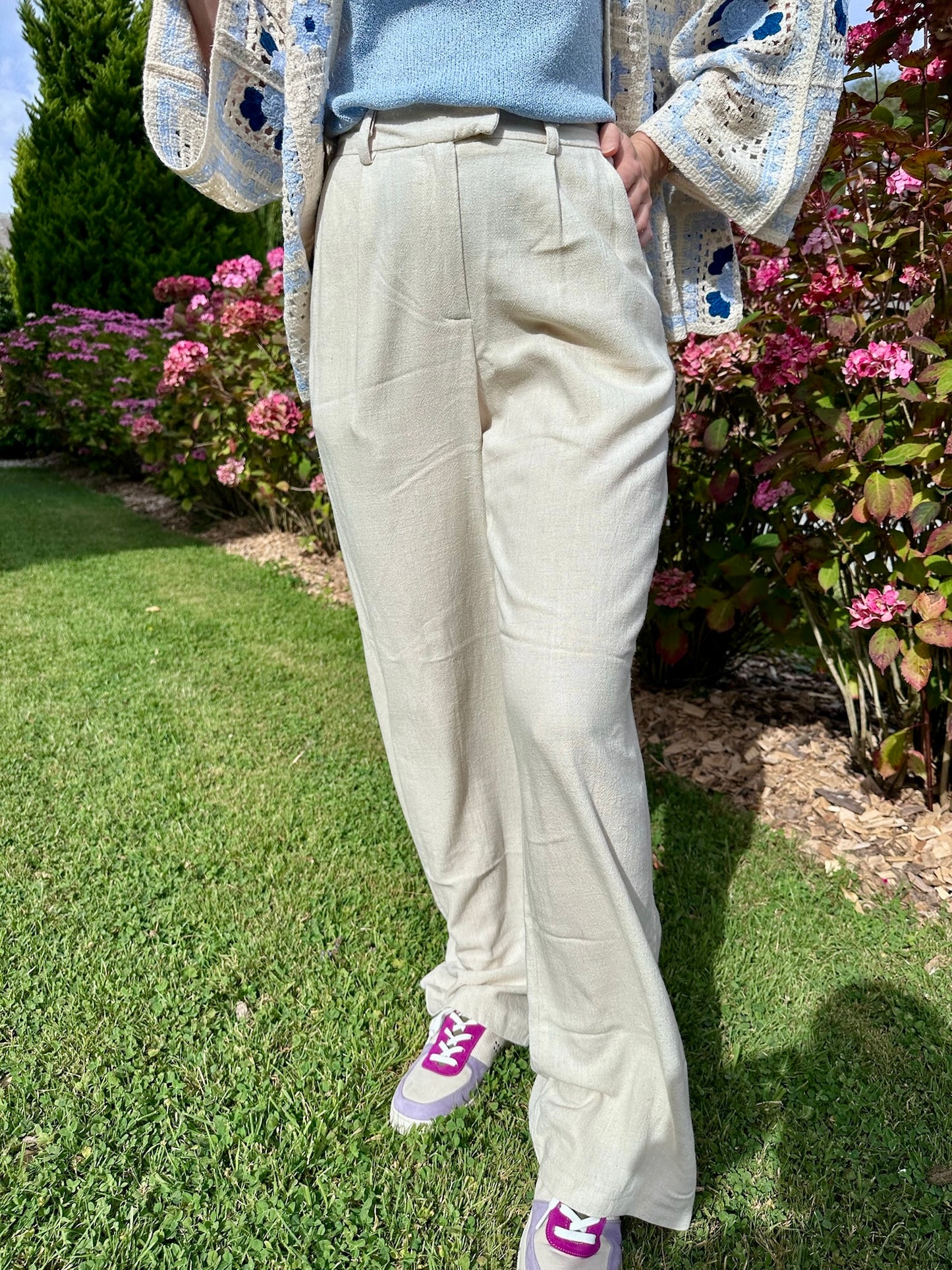 Pantalon Gino beige en lin