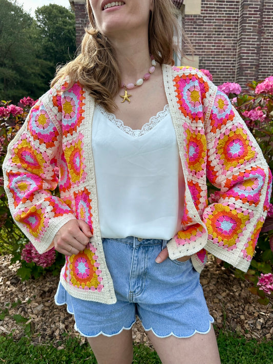 Gilet crochet Aldo coloré