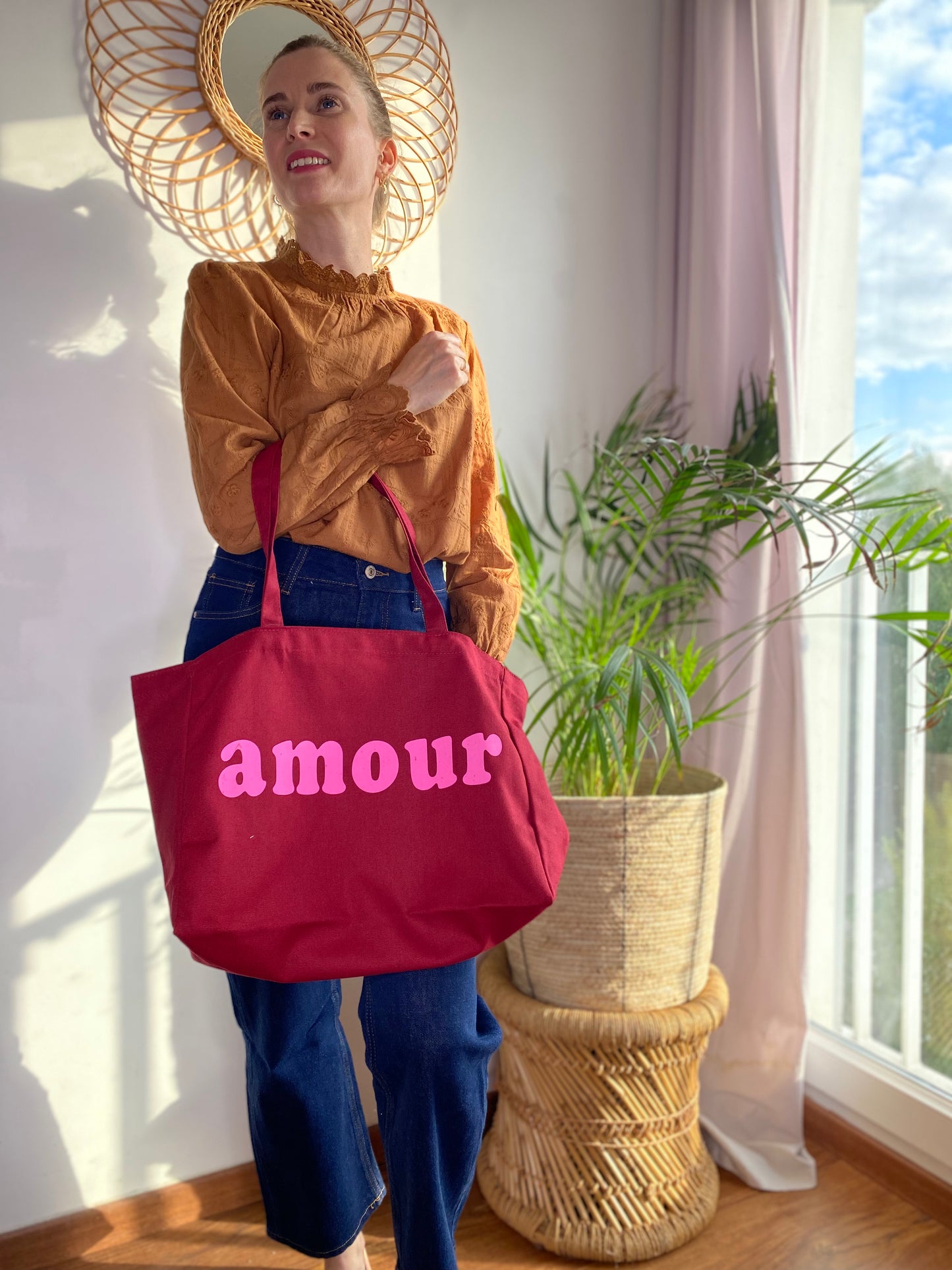 Tote Bag Amour bordeaux