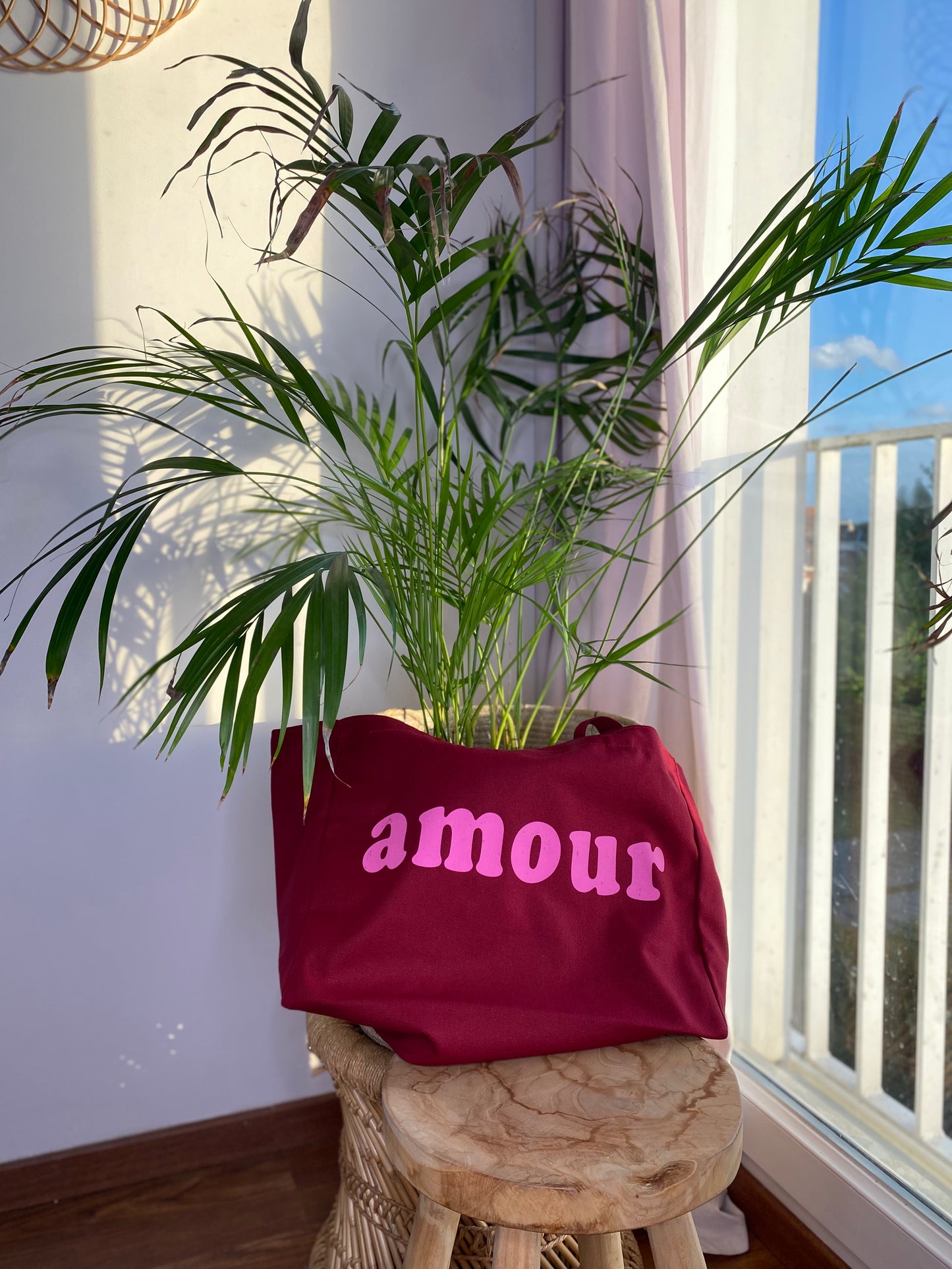 Tote Bag Amour bordeaux