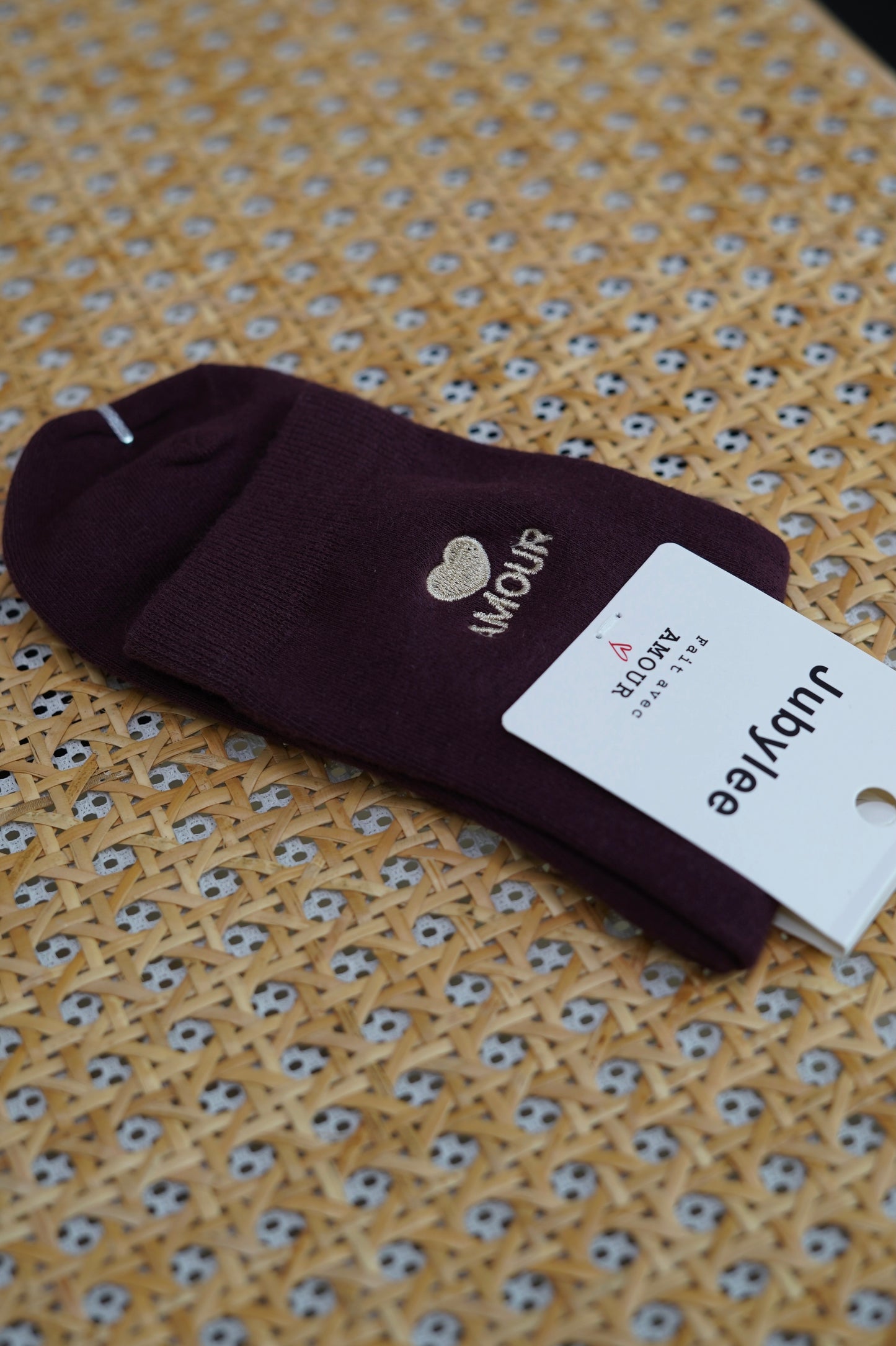 Chaussette Amour bordeaux/or - Margothe