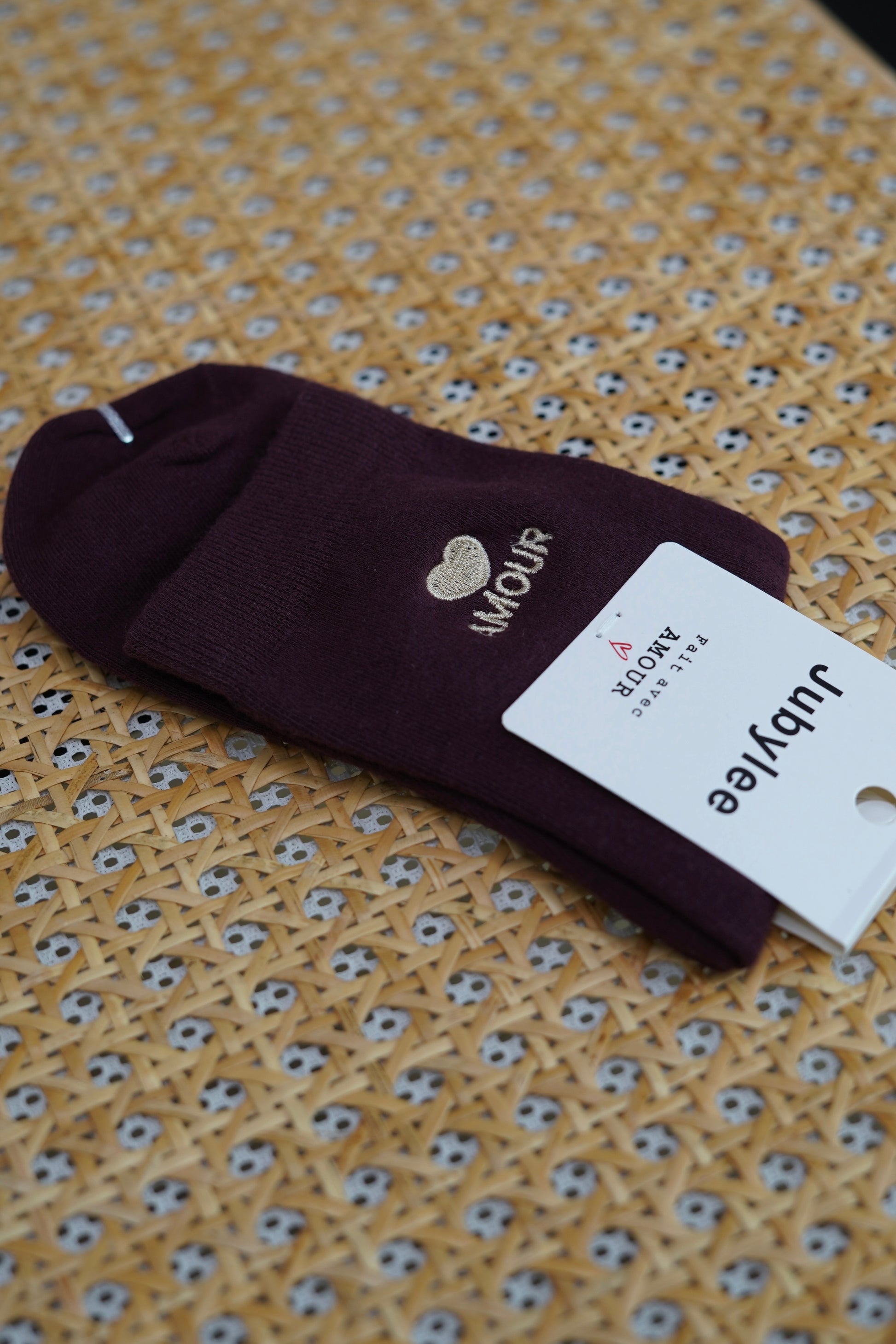 Chaussette Amour bordeaux/or - Margothe