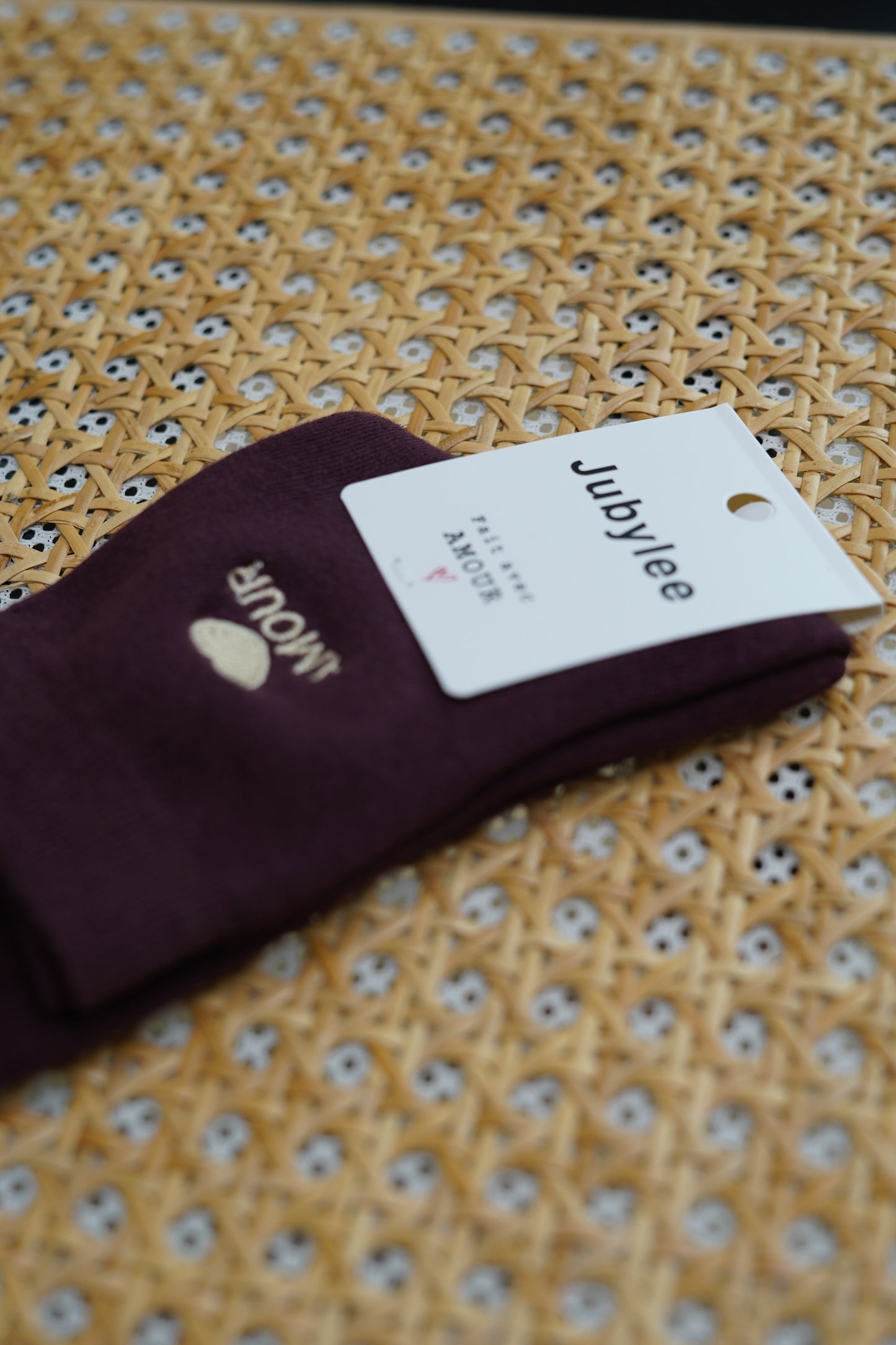 Chaussette Amour bordeaux/or - Margothe