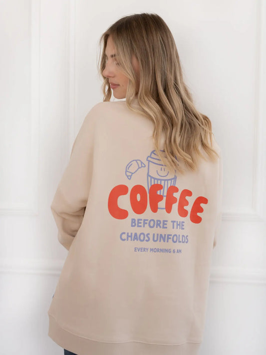 Sweat Coffee before chaos beige (adulte)