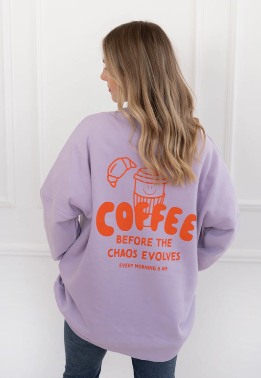 Sweat Coffee before chaos lilas (adulte)