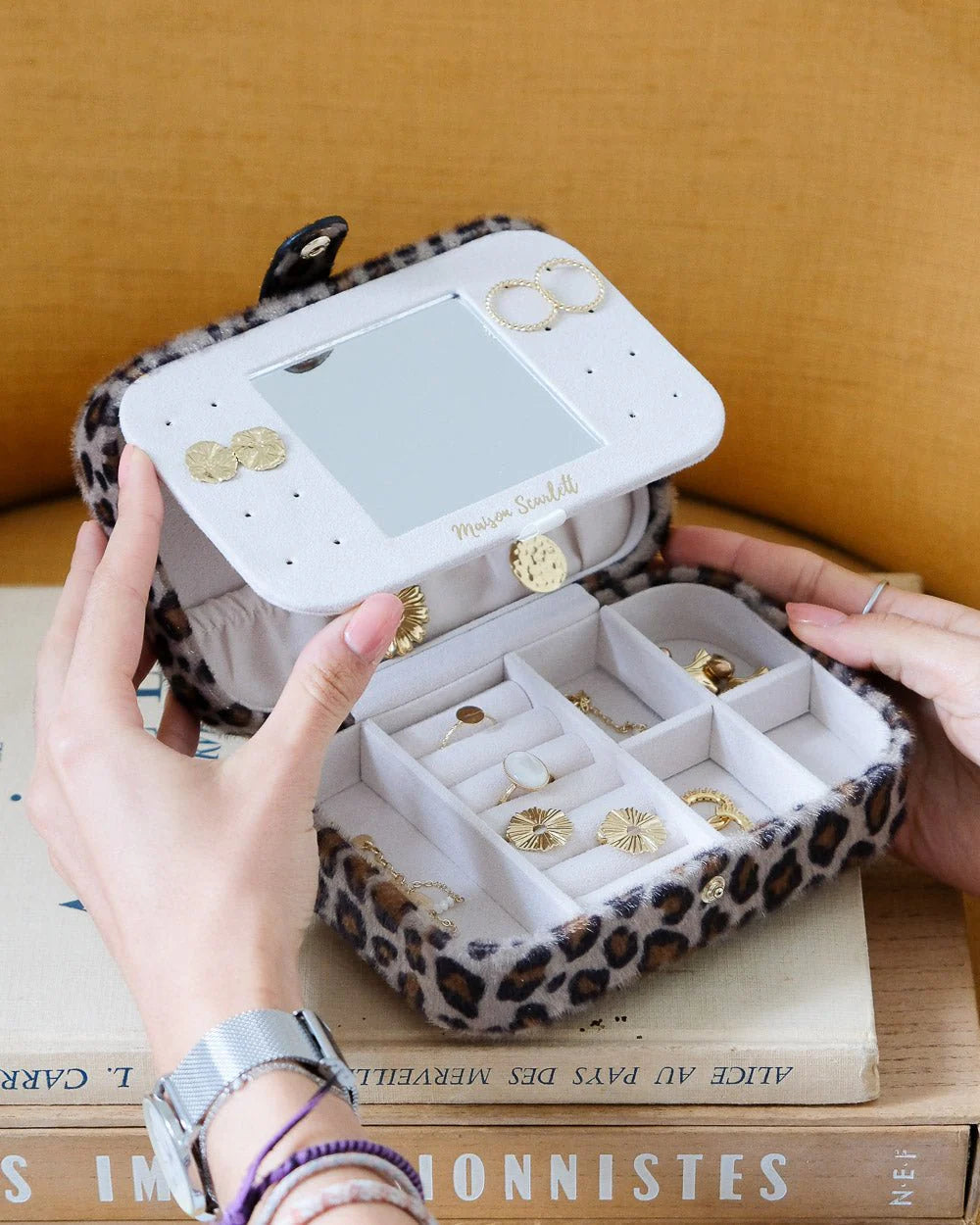 Boîte à bijoux de voyage Brigitte en léopard