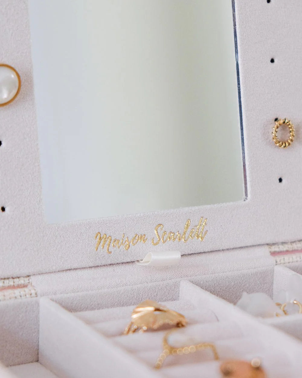 Boîte à bijoux de voyage Brigitte effet lin beige - Margothe