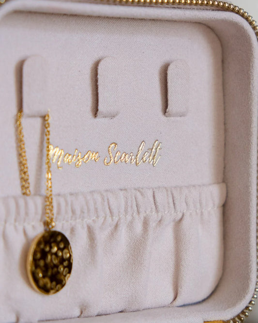 Boîte à bijoux de voyage Corinne en moumoute rose - Margothe