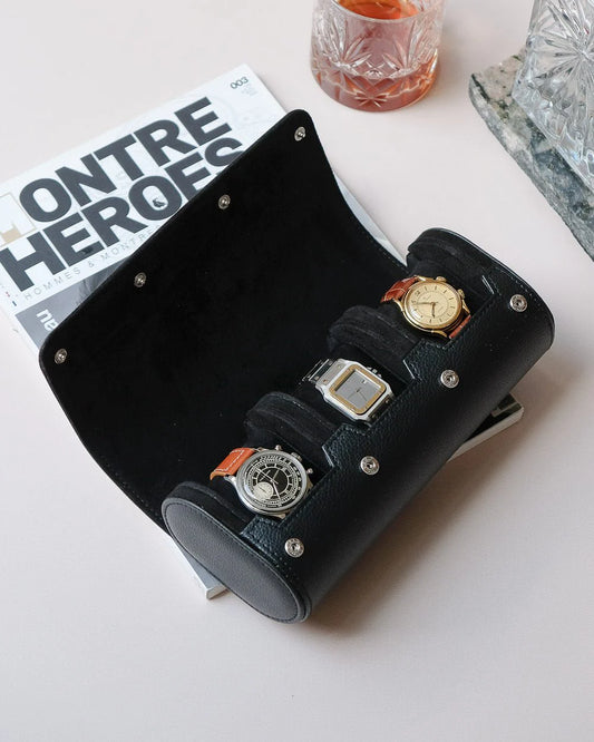 Boîte à montres de voyage James 3 emplacements noir