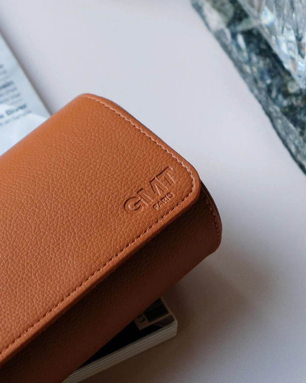 Boîte à montres de voyage James 3 emplacements camel