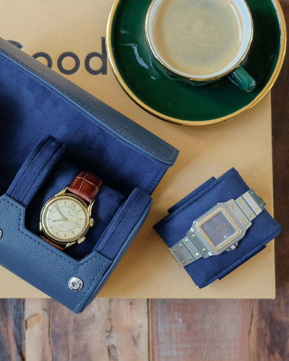 Boîte à montres de voyage James 2 emplacements bleu marine