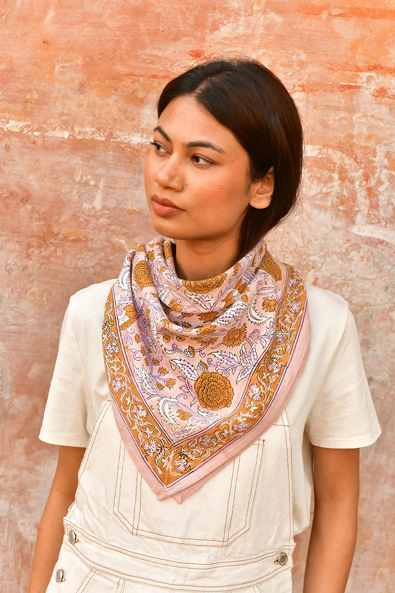Grand foulard N°112 Rose - Byzantine - Margothe