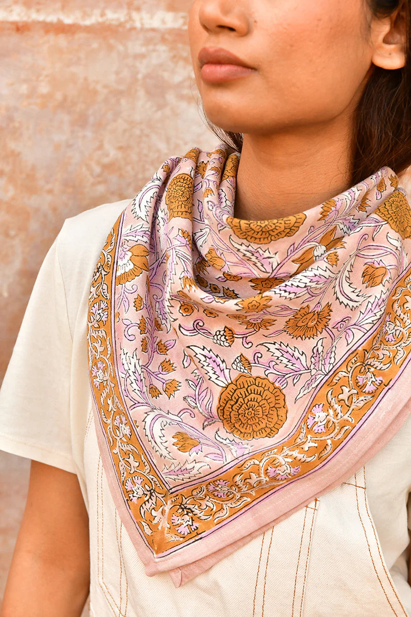 Grand foulard N°112 Rose - Byzantine - Margothe
