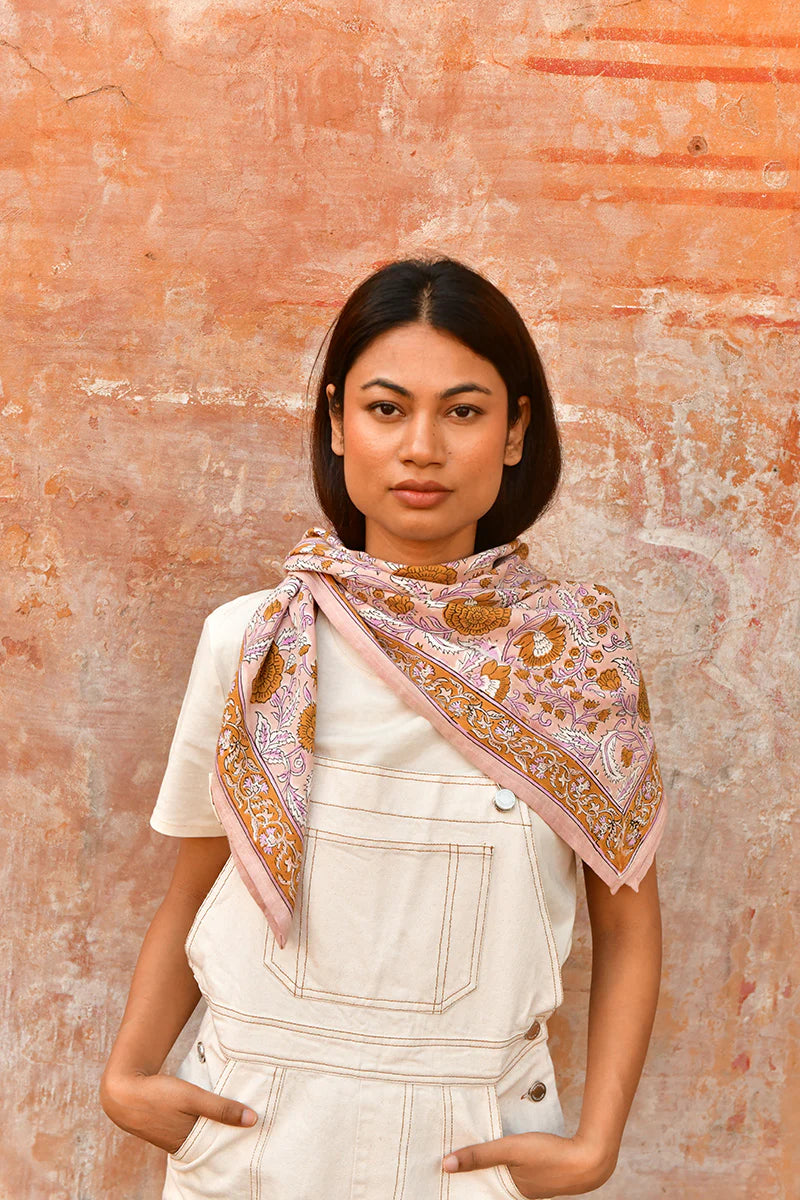 Grand foulard N°112 Rose - Byzantine - Margothe