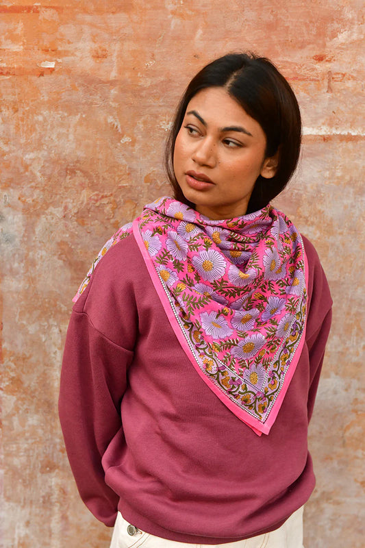 Grand foulard RAVENNE Rose - Byzantine - Margothe