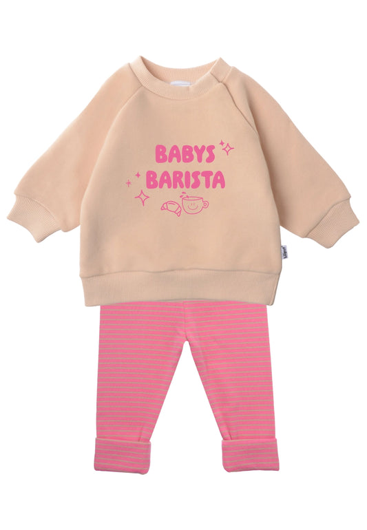 Ensemble 2 pièces avec sweat-shirt "Babys Barista" et leggings