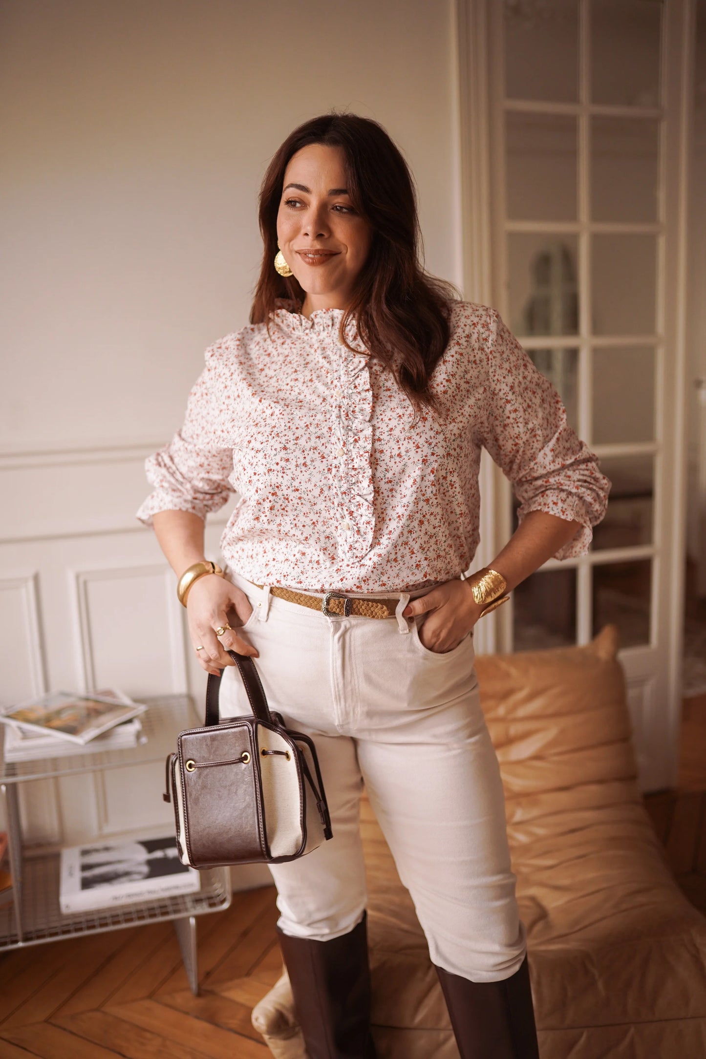 Chemise Oriane fleurie rose - Curvy