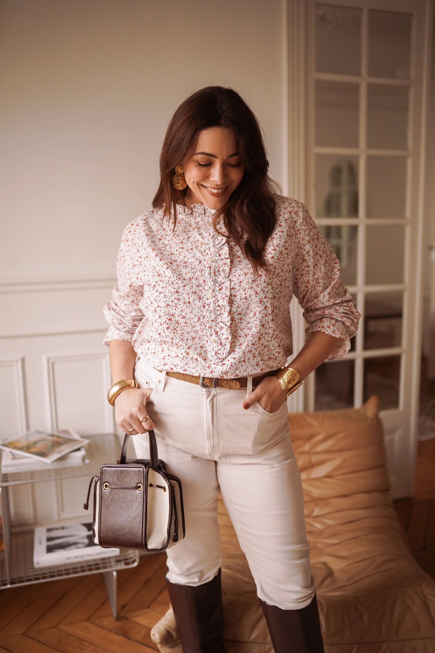 Chemise Oriane fleurie rose - Curvy