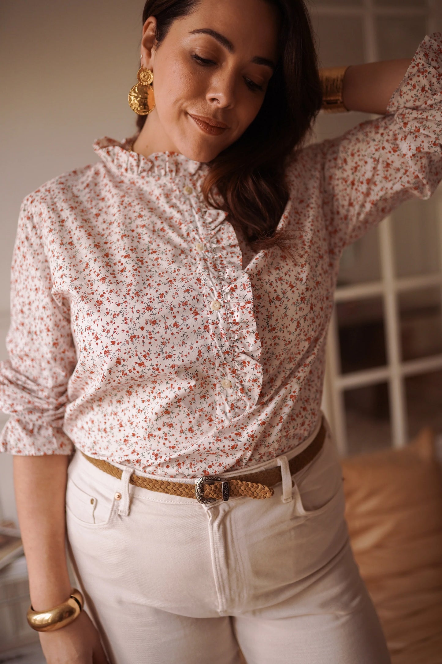 Chemise Oriane fleurie rose - Curvy