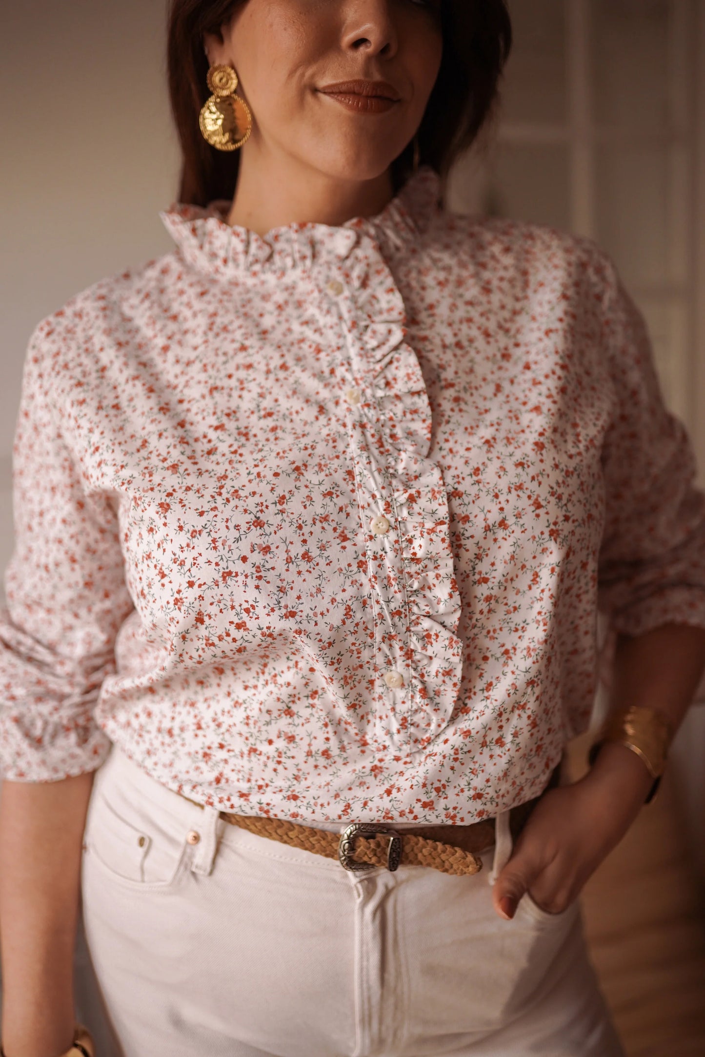 Chemise Oriane fleurie rose - Curvy