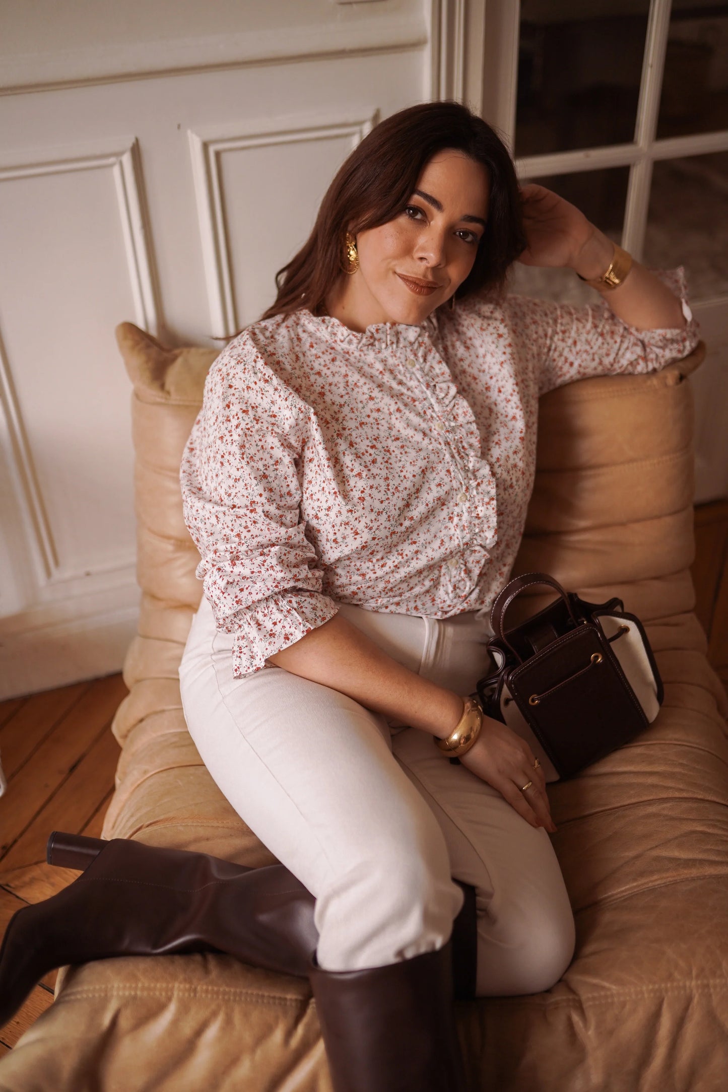 Chemise Oriane fleurie rose - Curvy