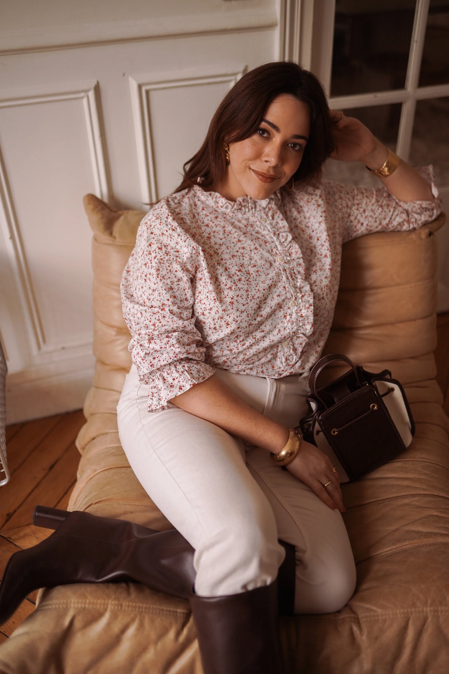 Chemise Oriane fleurie rose - Curvy