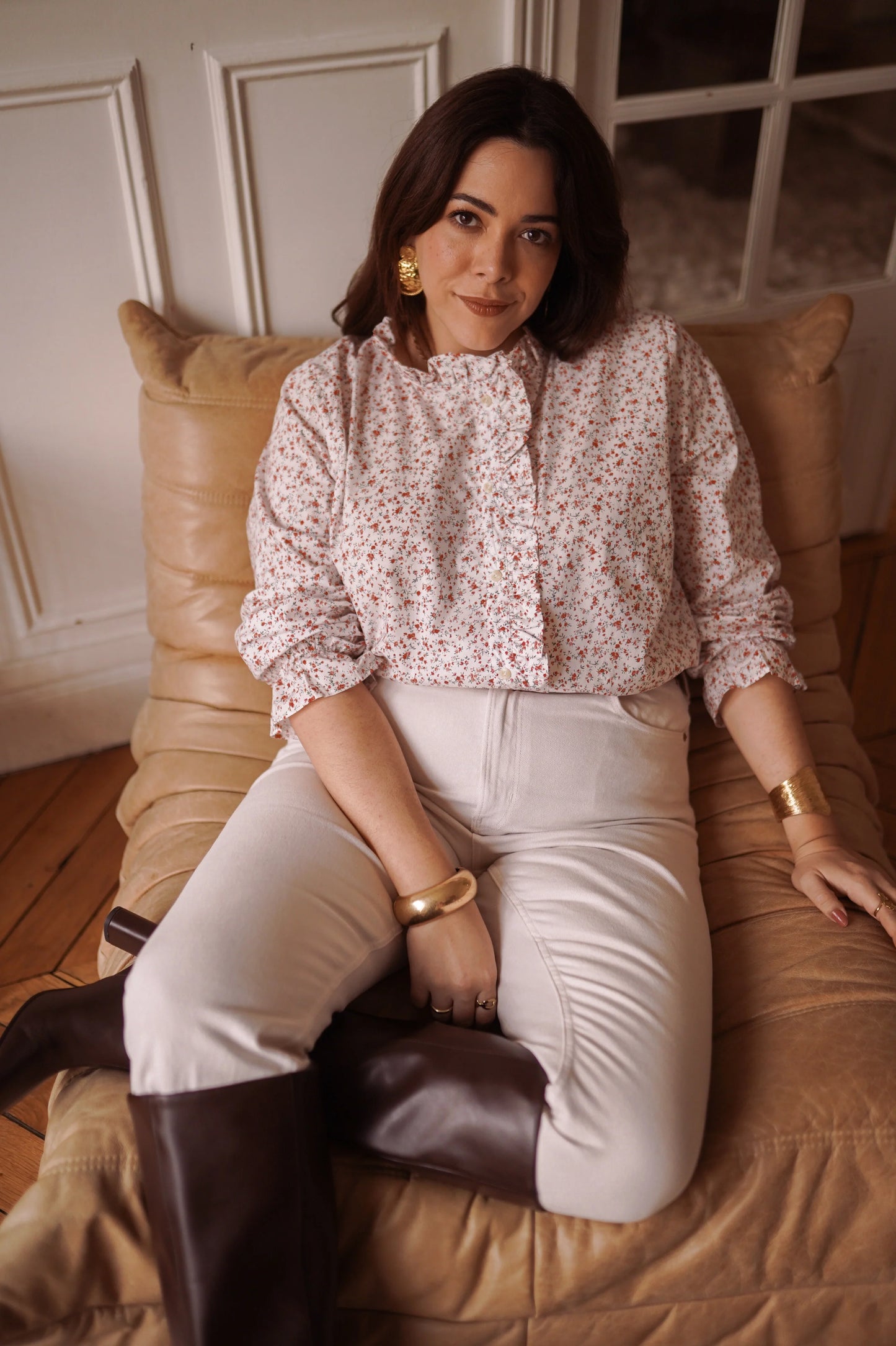 Chemise Oriane fleurie rose - Curvy