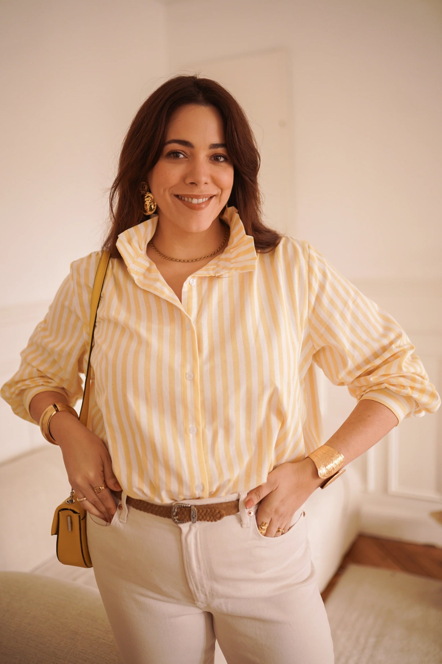 Chemise Romane rayée jaune - Curvy