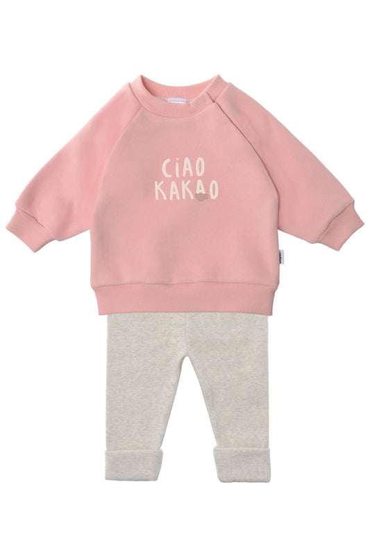 Ensemble avec sweat-shirt rose et leggings "Ciao Kakao"