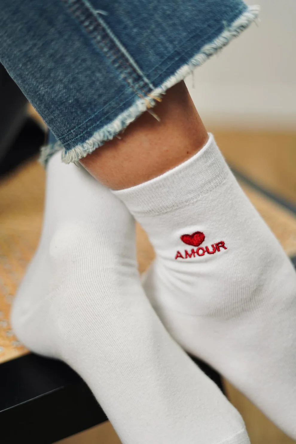 Chaussette Amour blanc/rouge