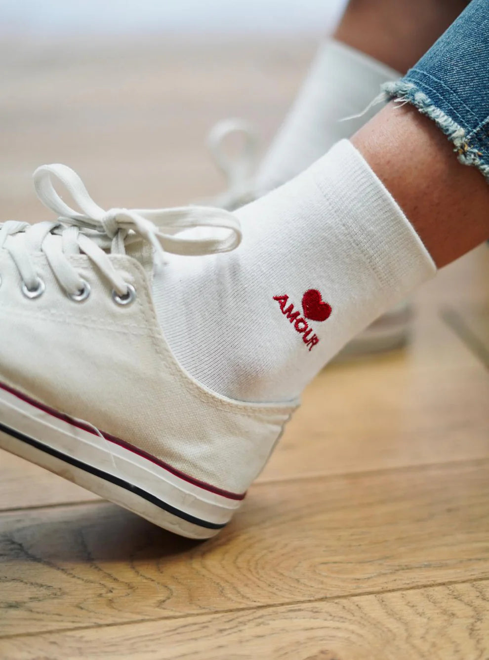 Chaussette Amour blanc/rouge