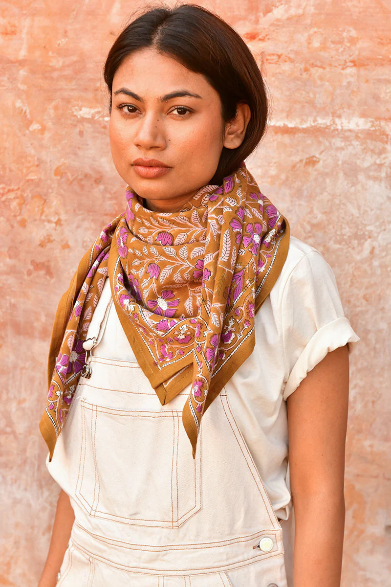 Grand foulard N°115 Caramel - Byzantine - Margothe