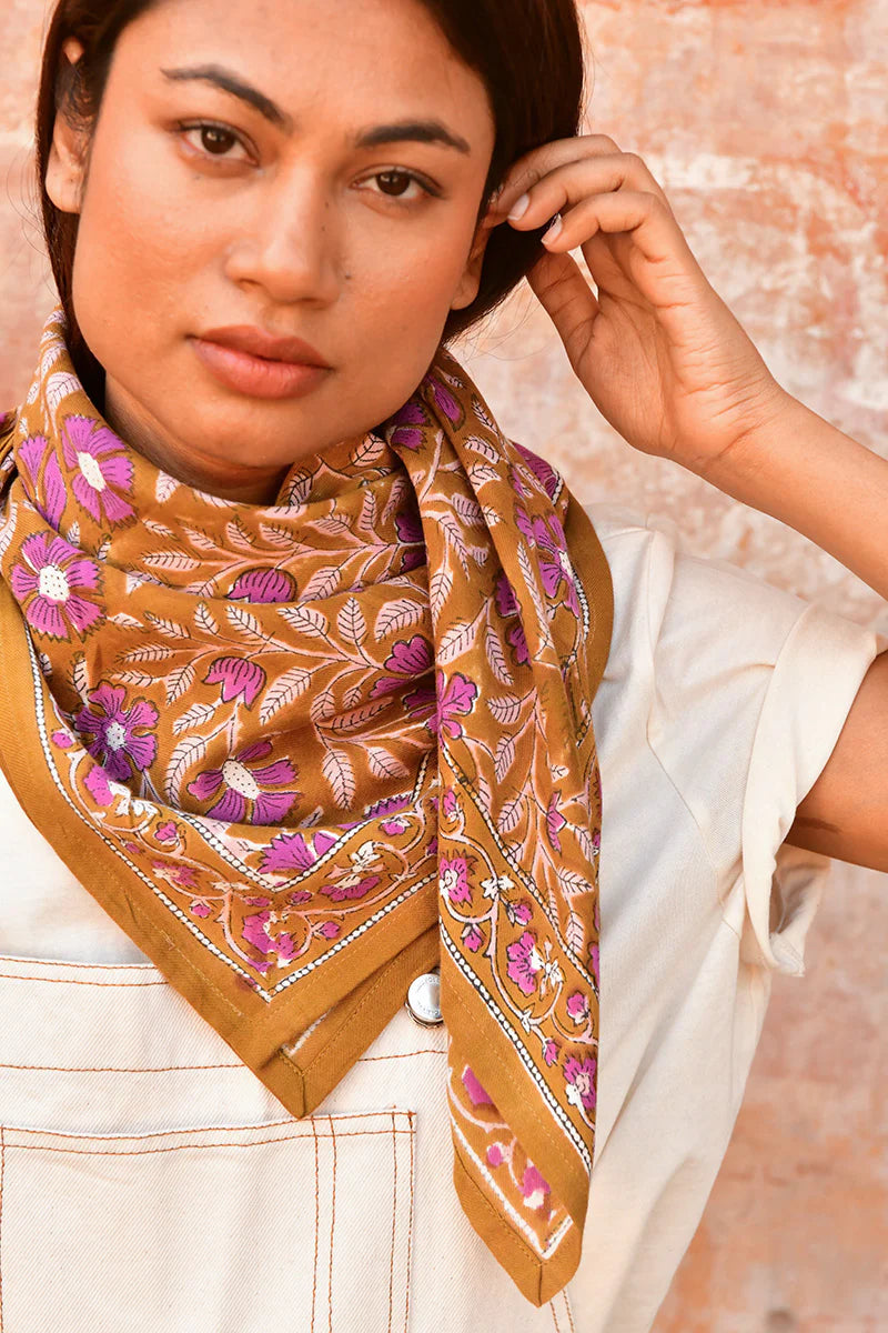 Grand foulard N°115 Caramel - Byzantine - Margothe