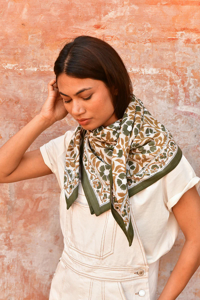 Grand foulard N°115 Vert - Byzantine - Margothe