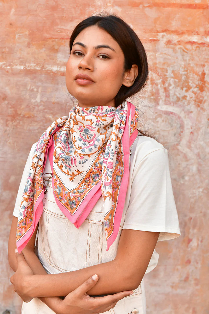 Grand foulard ALEXANDRIE Corail - Byzantine - Margothe
