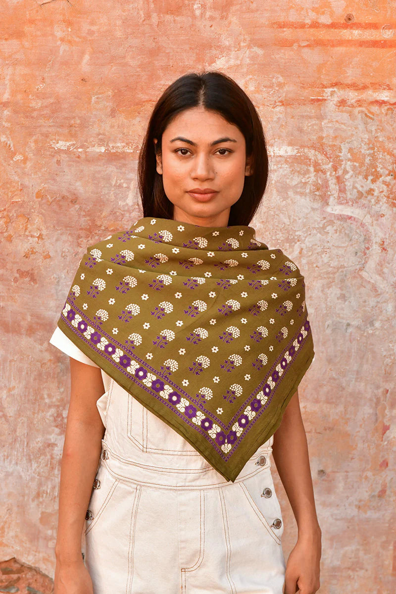 Grand foulard Anastase Olive - Byzantine