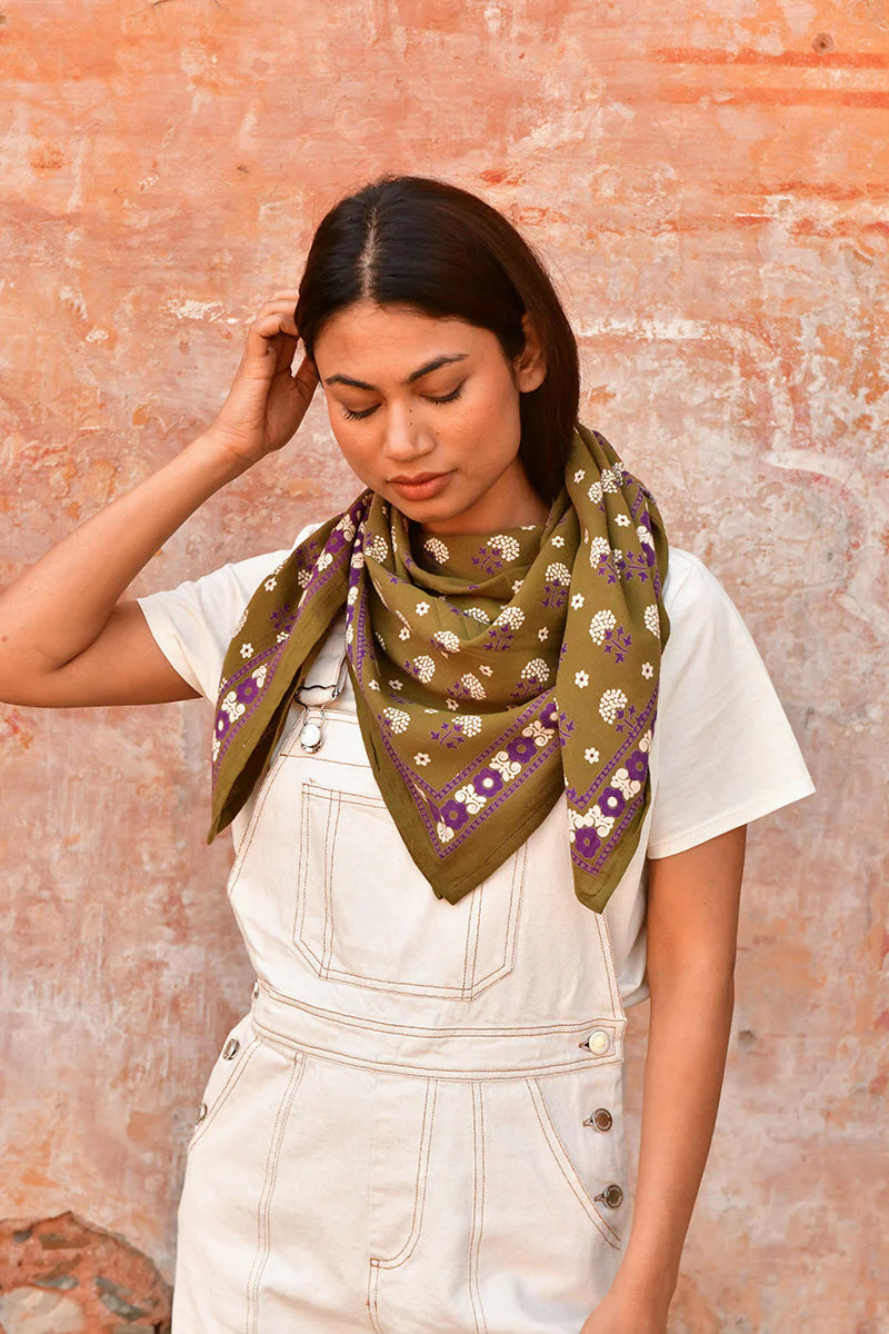 Grand foulard Anastase Olive - Byzantine