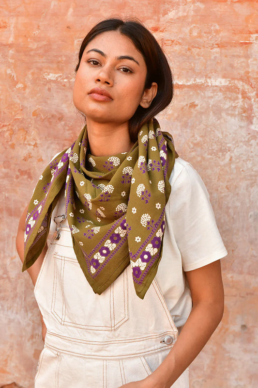 Grand foulard Anastase Olive - Byzantine