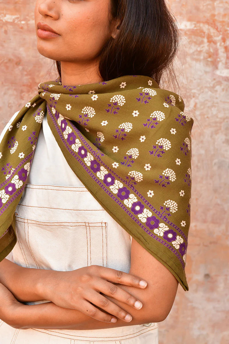 Grand foulard Anastase Olive - Byzantine