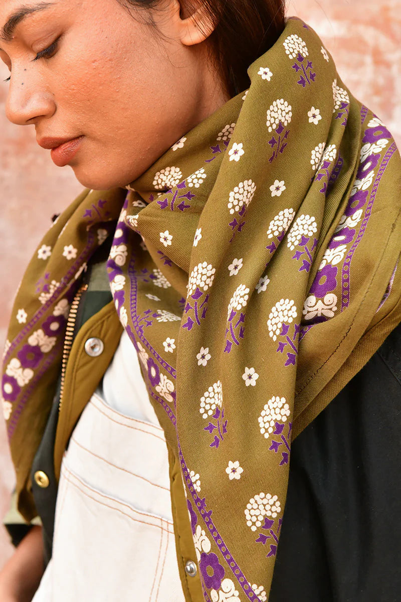 Grand foulard Anastase Olive - Byzantine