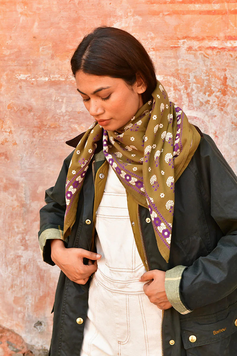 Grand foulard Anastase Olive - Byzantine