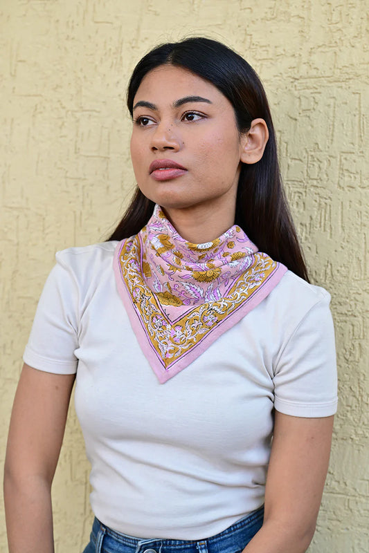 Petit foulard N°112 Rose - Byzantine - Margothe
