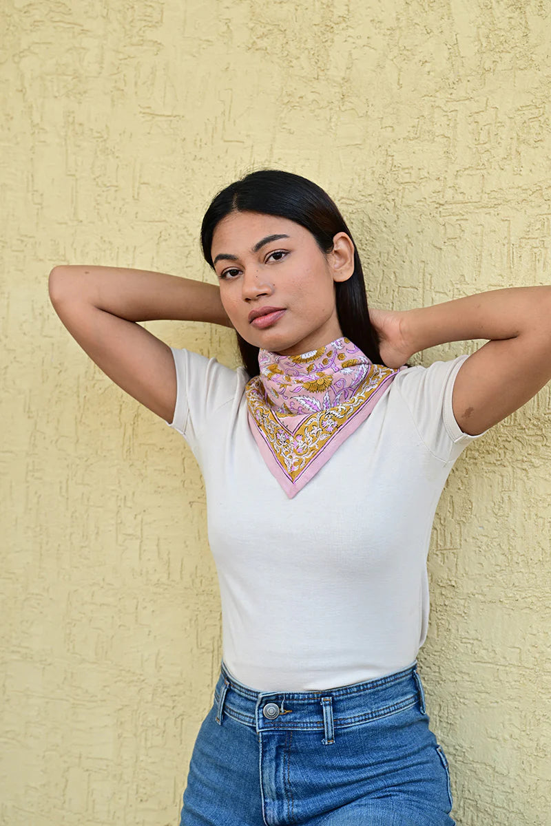 Petit foulard N°112 Rose - Byzantine - Margothe